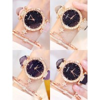 ★1-069 RELOJ CON PULSERA PARA DAMA CIELO ESTRELLADO 