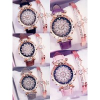 ★1-070 RELOJ CON PULSERA PARA DAMA DE FLOR 