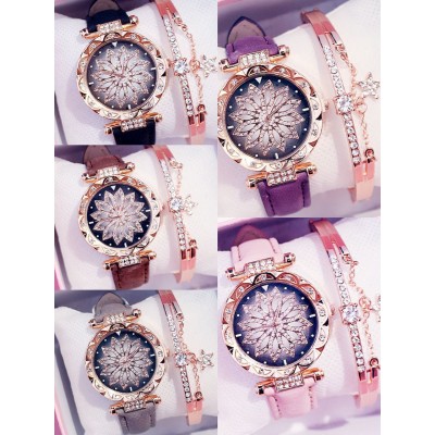 ★1-070 RELOJ CON PULSERA PARA DAMA DE FLOR 