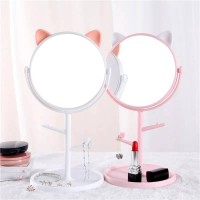 V-07 ESPEJO DE MAQUILLAJE DE GATO CON BASE PARA MESA 