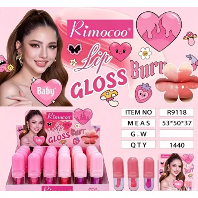 7MA-9118  CAJA LIP GLOSS DE APLICADOR GRUESO RIMOCOO X24 PCS