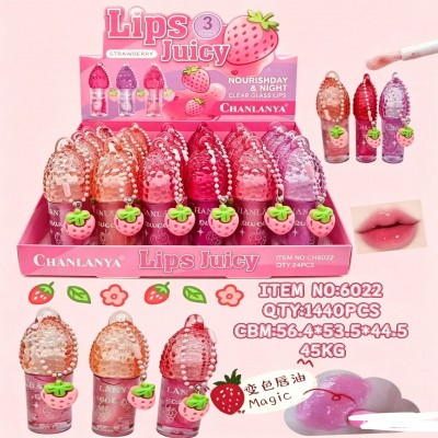 7MA-6022 LIP GLOSS CON LLAVERO DE FRESA X24 PCS