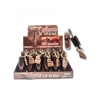 5MA-1311 LIP GLOSS CHOCOLATE CON APLICADOR GRUESO 24PCS