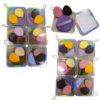 MA-6404 BORLAS PEQUEÑAS DE MAQUILLAJE SURTIDAS DE CORAZÓN X 3 PCS