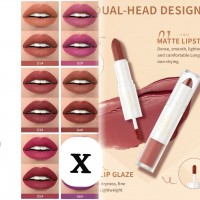 1MA-2352 SET LABIAL QIBEST 2 EN 1 MATTE Y LIP GLOSS X6 COLORES 