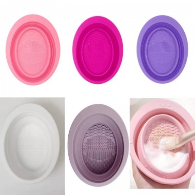 A14-022 BOL DE LIMPIEZA PLEGABLE DE SILICONA PARA BROCHAS DE MAQUILLAJE 