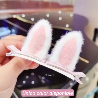 A3-015 DOCENA GANCHITO DE OREJAS DE CONEJO COLORIDAS