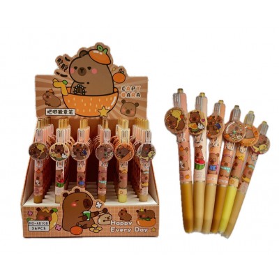 3PP-8108 LAPICEROS TINTA NEGRA CAPYBARA CHAPITA X 36 PCS