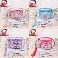 1BB-206 PORTACOSMETICO ANIMADO DE SANRIO TRANSPARENTE 3 EN 1