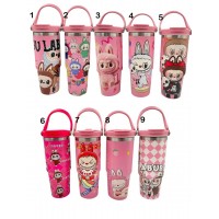 4TB-4053 TERMO DE ACERO INOXIDABLE LABUBU ROSA 900ML