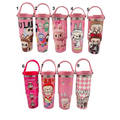 4TB-4053 TERMO DE ACERO INOXIDABLE LABUBU ROSA 900ML