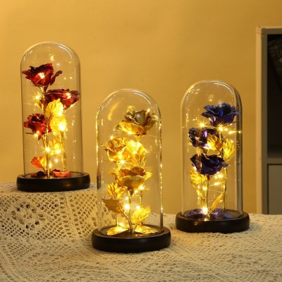 P14-030 LAMPARA DE ROSA ETERNA ENCAPSULADA CON LUZ #C