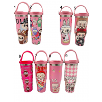 ✦4TB-4053 TERMO DE ACERO INOXIDABLE LABUBU ROSA 900ML