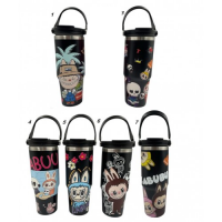 ✦4TB-4054 TERMO DE ACERO INOXIDABLE LABUBU NEGRO 900ML