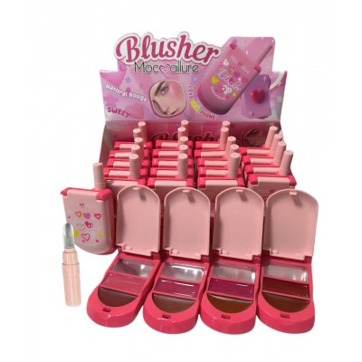 2MA-Moc1163 BLUSHER CON LABIAL Y ESPEJO EN FORMA DE TELEFONO CAJA X 24 PCS 