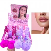 6MA-455 LIP GLOSS CON APLICADOR GRUESO POMPOM MAXI BEAUTY X 12PCS