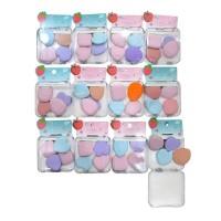 MA-6403 BORLAS PEQUEÑAS DE MAQUILLAJE SURTIDAS DE CORAZÓN X  4 PCS 