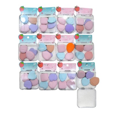 MA-6403 BORLAS PEQUEÑAS DE MAQUILLAJE SURTIDAS DE CORAZÓN X  4 PCS 