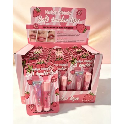 8MA-95176 BALSAMO Y LABIAL DE FRESA KALIYYA BEAUTY X24 PCS