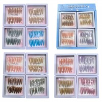 A14-025 CAJA X 12 PCS DE UÑAS DECORADAS PARA NIÑAS CUADRADA #C