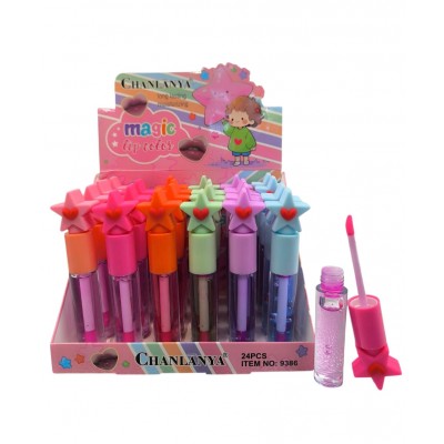 3MA-9386 BRILLO LABIAL MAGICO ESTRELLA DE COLORES X 24 PCS 