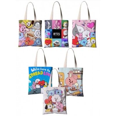P14-026 BOLSO DE LONA KAWAII BTS 40*35CM #A