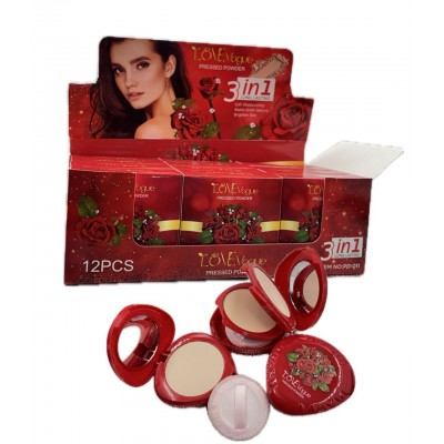 3MA-0082 DUO DE ILUMINADOR Y POLVO COMPACTO ROSA LOVE VOGUE X 12 PCS
