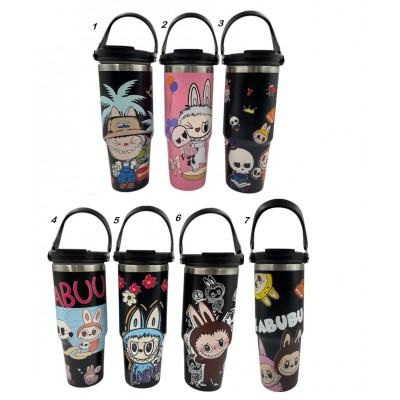 4TB-4054 TERMO DE ACERO INOXIDABLE LABUBU NEGRO 900ML