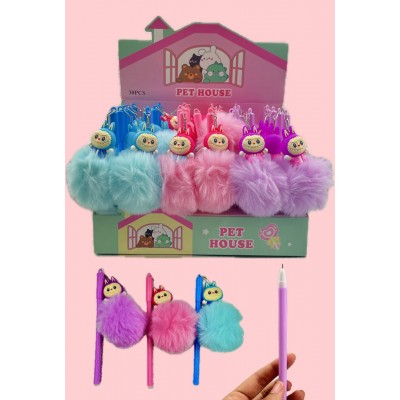 3PP-129 LAPICERO DE LABUBU CON POMPOM TINTA NEGRA X 30 PCS 