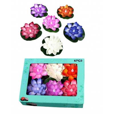 P14-036 VELA FLOTANTE DE LUZ CON FORMA DE FLOR 6PCS PEQUEÑAS 