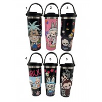 4TB-4054 TERMO DE ACERO INOXIDABLE LABUBU NEGRO 900ML