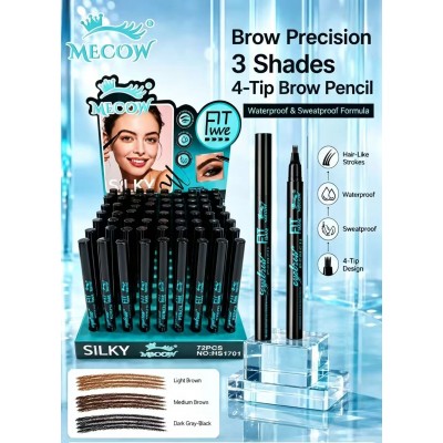 8MA-1701 LAPIZ DELINEADOR DE CEJAS MECOW SILKY FIT 72PCS