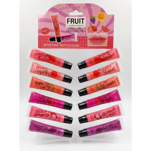 9MA-9016 BRILLO LABIAL SATINADO CON COLOR FRUIT ROMANTIC MAY X 12PCS 9MA-9016 BRILLO LABIAL SATINADO CON COLOR FRUIT ROMANTIC MAY X 12PCS