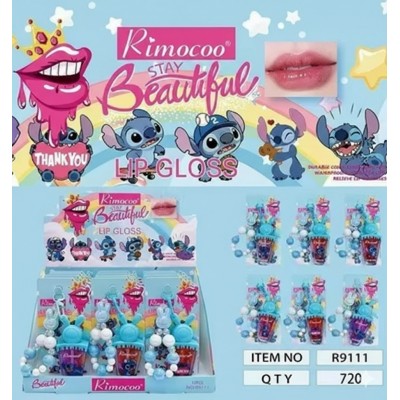 5MA-9111 LIP GLOSS MAGICO LLAVERO STITCH CON APLICADOR FINO X12PCS