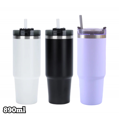A6-047 VASO TERMICO DE VIAJE CON TAPA Y PITILLO VACUUM 890ML