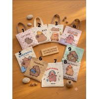 3BB-3006 BOLSO DE LONA DE CAPYBARA 40*35CM (SURTIDA)