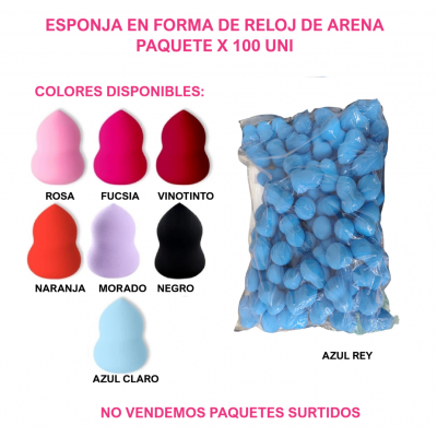 6MA-6506 PAQUETE ESPONJA EN FORMA DE RELOJ DE ARENA X 100 UNI 