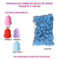 6MA-6506 PAQUETE ESPONJA EN FORMA DE RELOJ DE ARENA X 100 UNI 