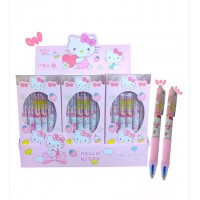 A12-055 CAJITA BOLÍGRAFOS DE GEL AZUL  CON BORRA DE HELLO KITTY 12PCS