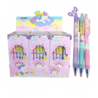 A12-056 BOLÍGRAFOS DE GEL AZUL CON BORRA DE UNICORNIO 144PCS 
