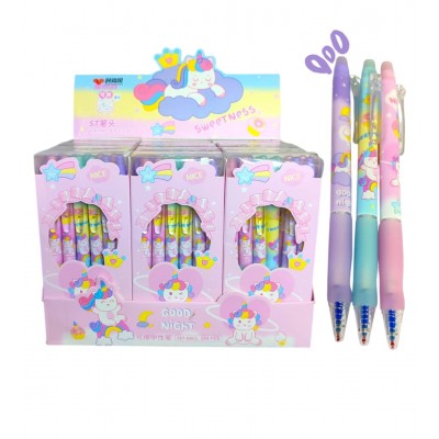 A12-056 BOLÍGRAFOS DE GEL AZUL CON BORRA DE UNICORNIO 144PCS 