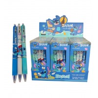 A12-058 BOLÍGRAFOS ANIMADOS DE GEL AZUL CON BORRA DE STITCH 144PCS 