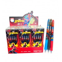A12-059 BOLÍGRAFOS ANIMADOS DE GEL AZUL CON BORRA DE SPIDERMAN 144PCS 