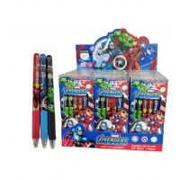 A12-060 BOLÍGRAFOS ANIMADOS DE GEL AZUL CON BORRA DE AVENGER 144PCS 