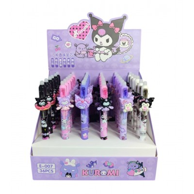 A12-067 BOLÍGRAFOS ANIMADOS DE GEL AZUL CON BORRA DE KUROMI 36PCS #A