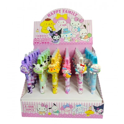 A12-063 BOLÍGRAFOS ANIMADOS DE GEL AZUL CON BORRA DE SANRIO 36PCS #A