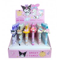 A12-065 BOLÍGRAFOS ANIMADOS DE GEL AZUL CON BORRA DE SANRIO 36PCS #C
