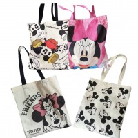 A12-017 BOLSO DE LONA KAWAII MICKEY, MINNIE SURTIDO 40*35CM #B