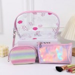 1BB-207 PORTACOSMETICO UNICOLOR PARA DAMA DE BESO TRANSPARENTE 3 EN 1