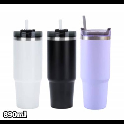 A6-047 VASO TERMICO DE VIAJE CON TAPA Y PITILLO VACUUM 890ML